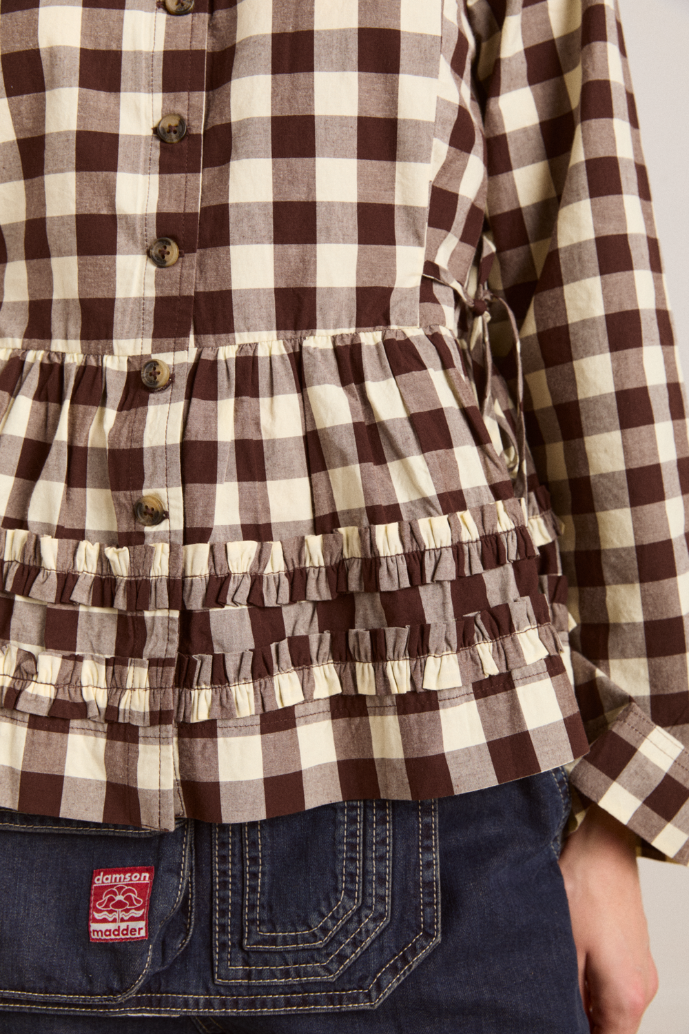 Damson Madder Women's Madison Blouse 100% Organic Cotton - Butter-Gingham