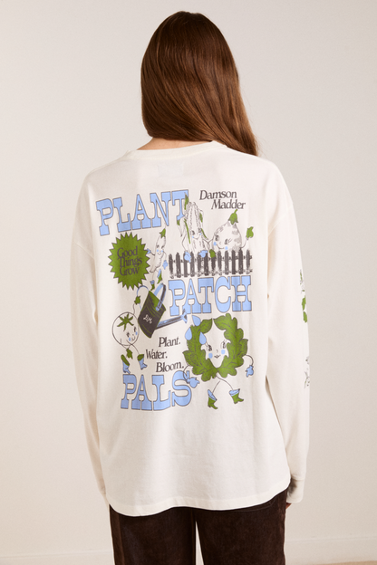 Damson Madder Women's Plant Patch Pals Long Sleeve T-Shirt 100% Organic Cotton - Off-White