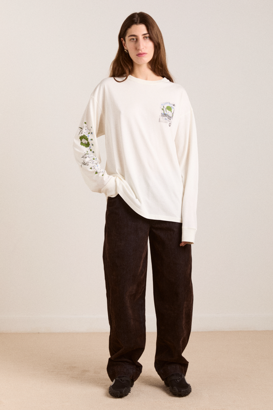 Damson Madder Women's Plant Patch Pals Long Sleeve T-Shirt 100% Organic Cotton - Off-White