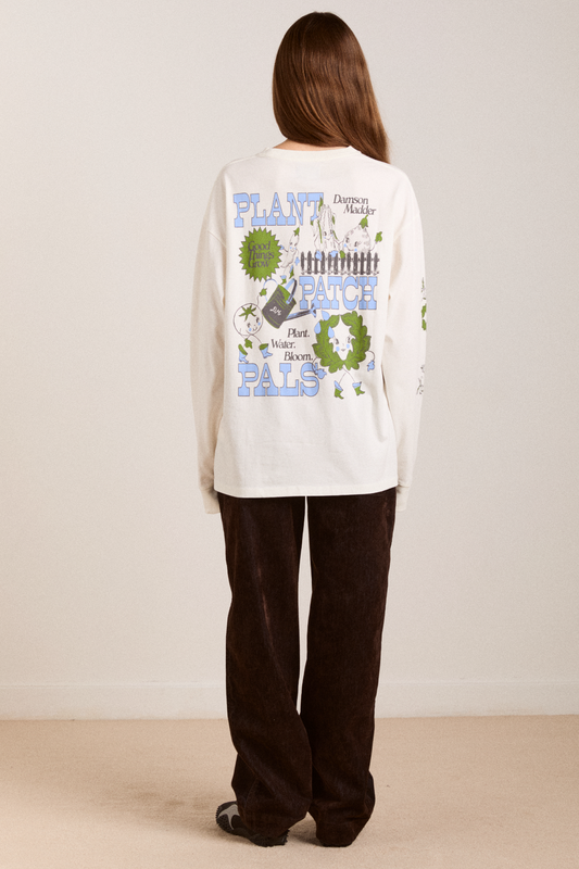 Damson Madder Women's Plant Patch Pals Long Sleeve T-Shirt 100% Organic Cotton - Off-White