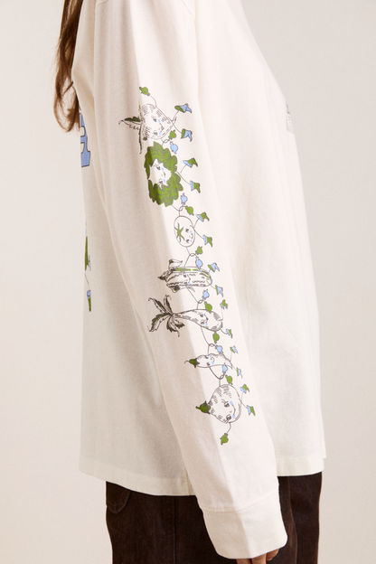 Damson Madder Women's Plant Patch Pals Long Sleeve T-Shirt 100% Organic Cotton - Off-White