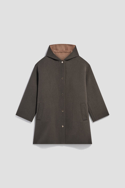 Gerard Darel | Reversible Hooded Wool Coat - Khaki-Green