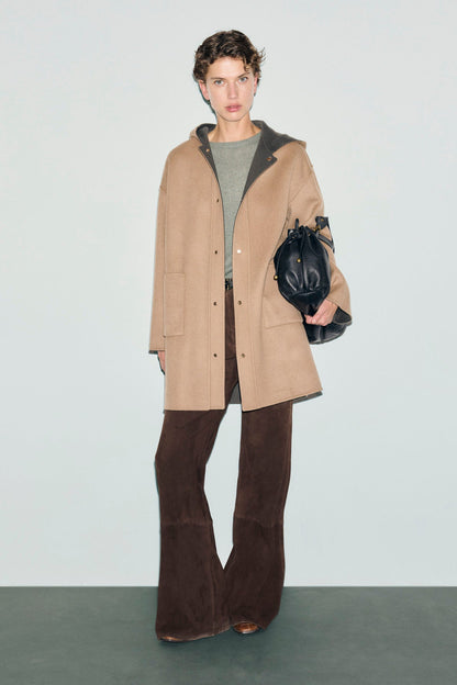 Gerard Darel | Reversible Hooded Wool Coat - Khaki-Green