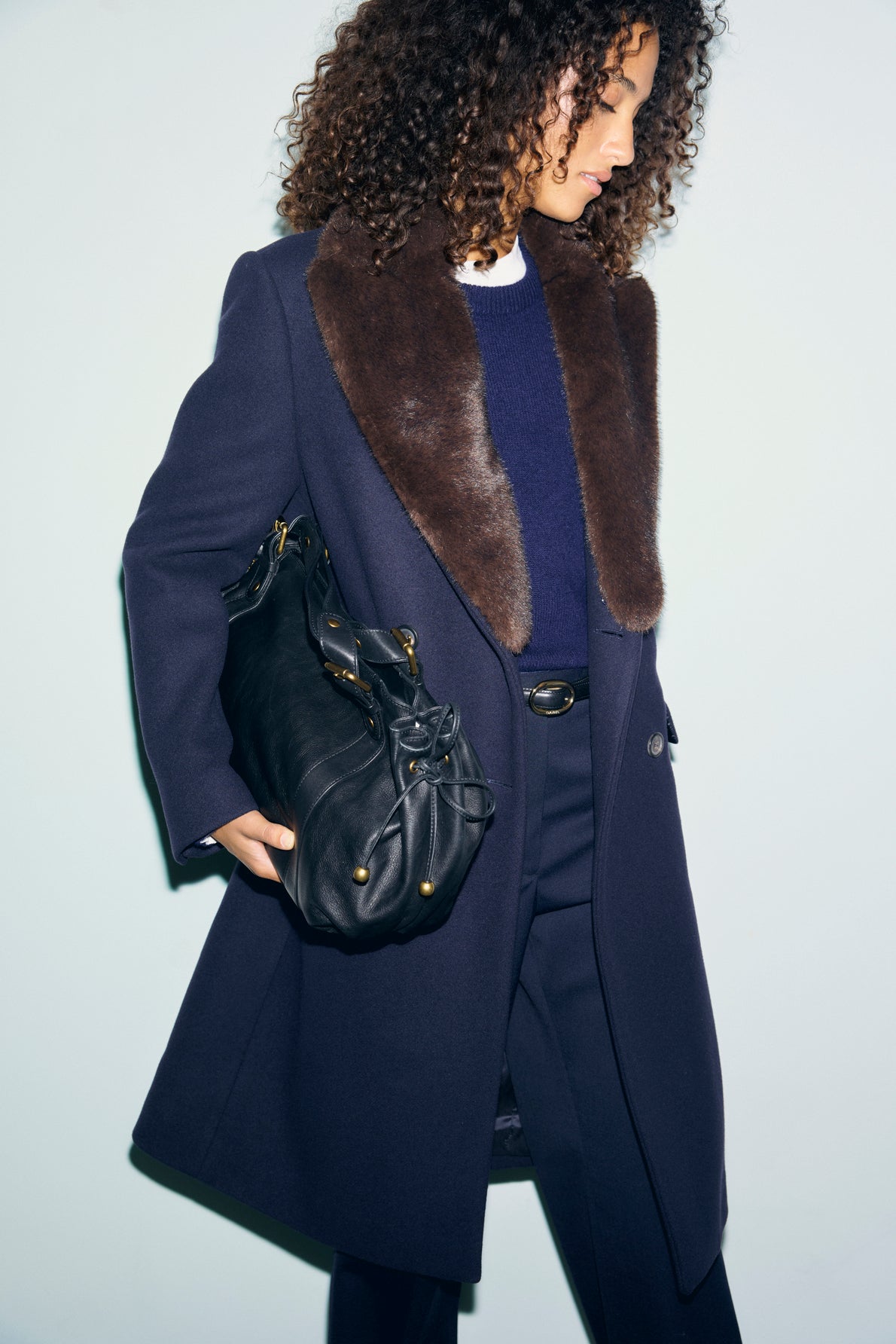 Gerard Darel | Alen Coat - Removable Faux-Fur Collar Navy