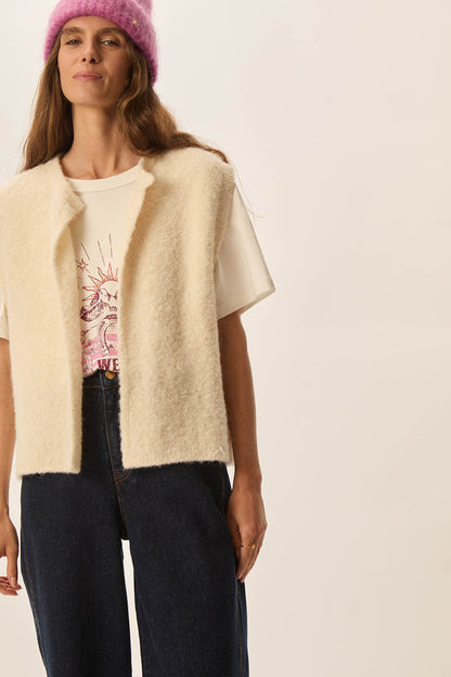 DES PETITS HAUTS | Achille Vest - Cream Boucle Knit Creme