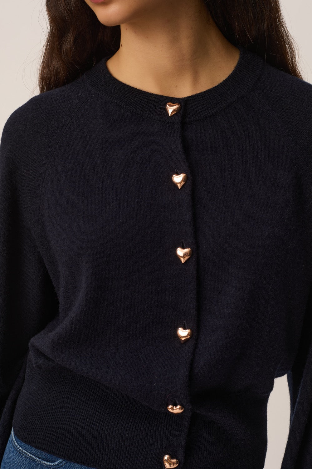 DES PETITS HAUTS | Arbalette Cardigan - Navy Heart Buttons Marine