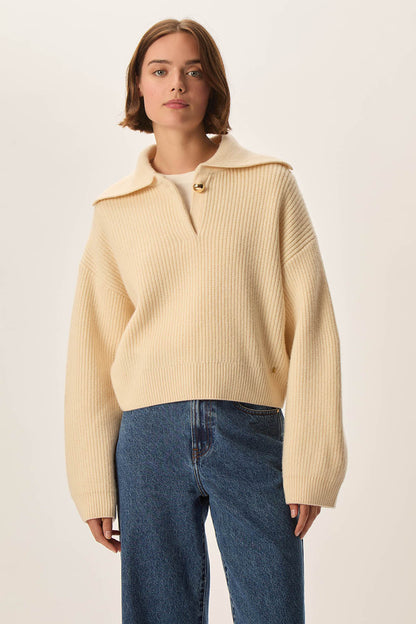 DES PETITS HAUTS | Domino Polo Sweater - Cream White Creme