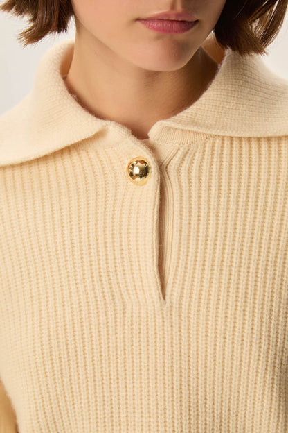DES PETITS HAUTS | Domino Polo Sweater - Cream White Creme