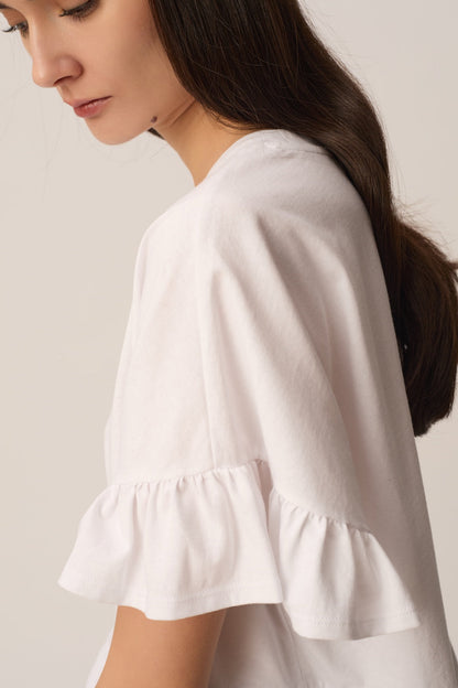 DES PETITS HAUTS | Jessica T-Shirt - Cream Ruffle Ecru