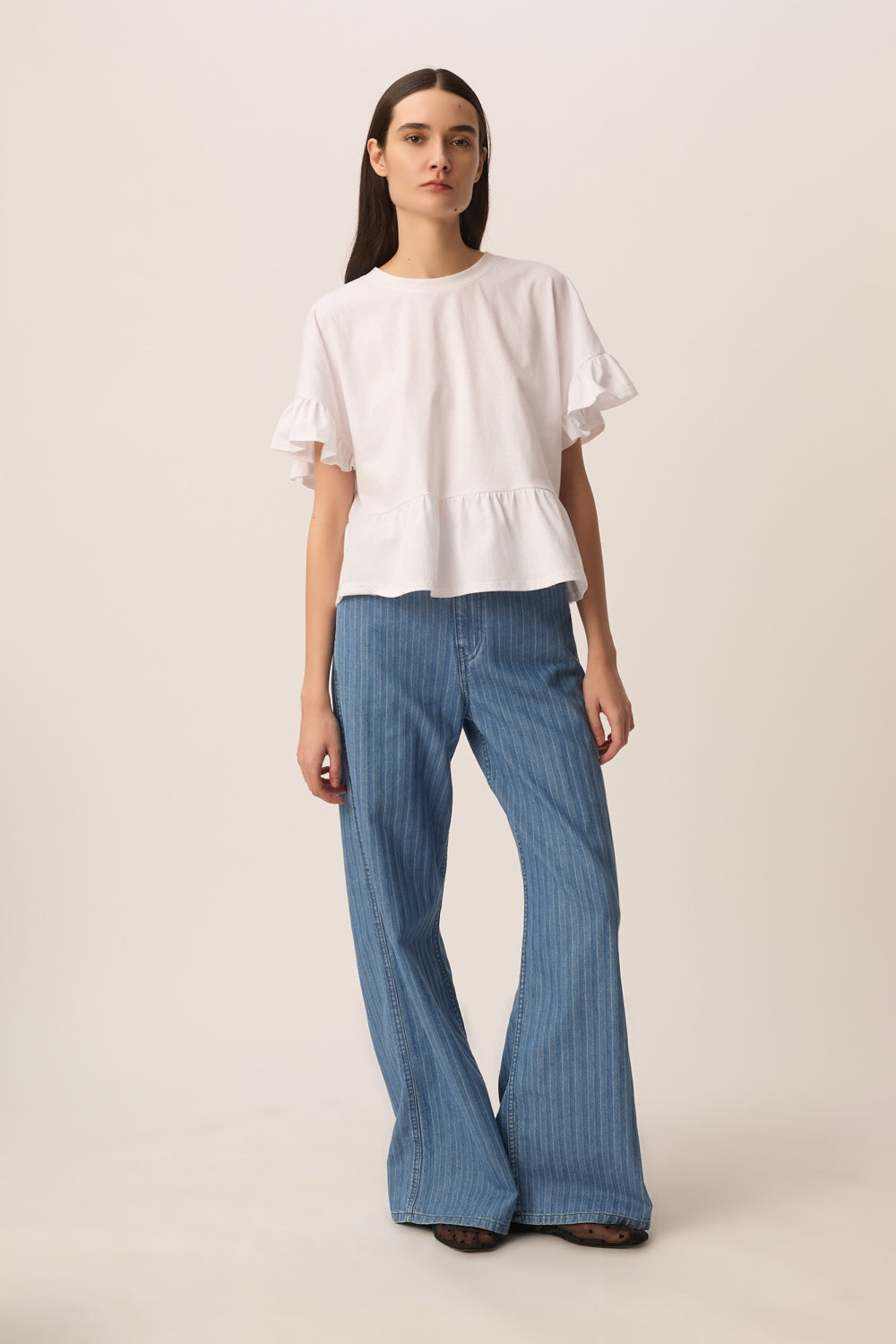 DES PETITS HAUTS | Jessica T-Shirt - Cream Ruffle Ecru