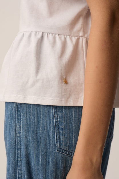 DES PETITS HAUTS | Jessica T-Shirt - Cream Ruffle Ecru
