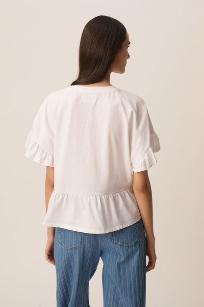 DES PETITS HAUTS | Jessica T-Shirt - Cream Ruffle Ecru