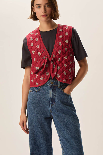Des Petits Hauts | Tiare Waistcoat - Poppy Bow Pavot