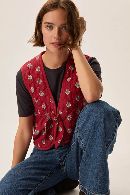 Des Petits Hauts | Tiare Waistcoat - Poppy Bow Pavot