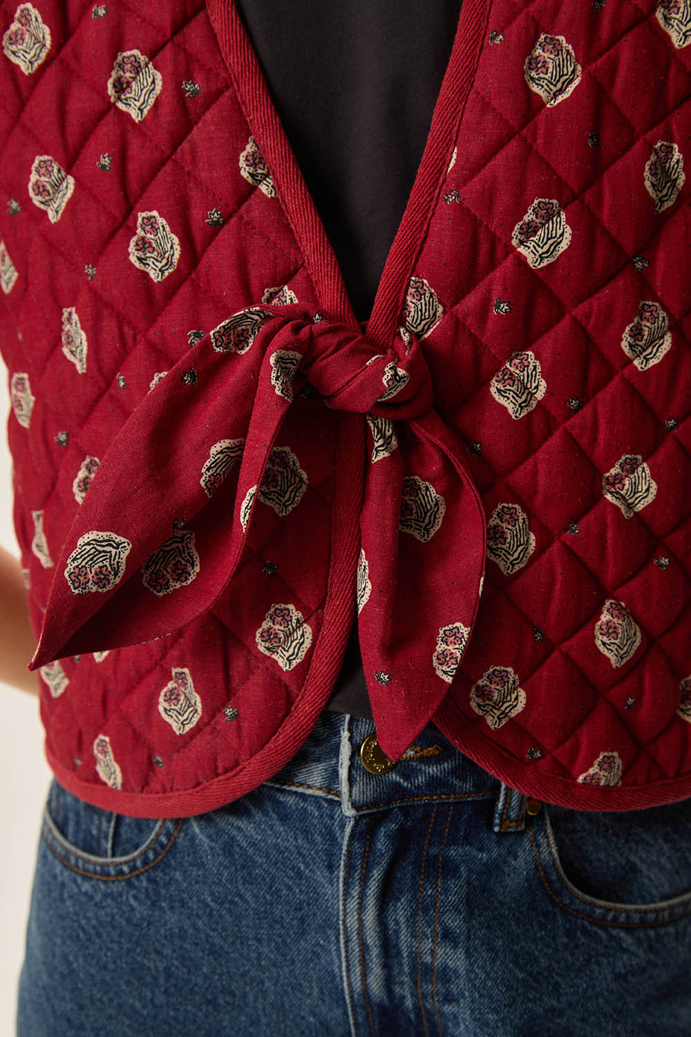 Des Petits Hauts | Tiare Waistcoat - Poppy Bow Pavot