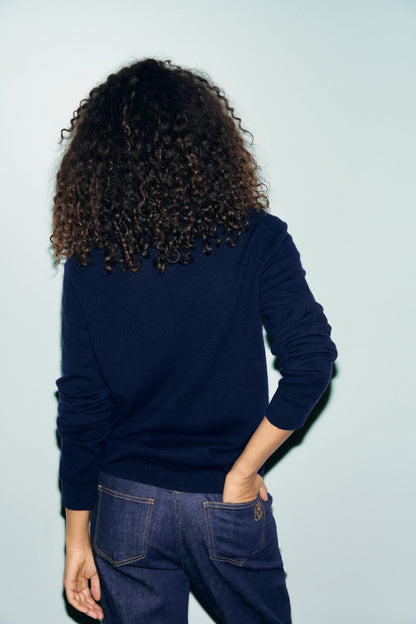Gerard Darel | Rena Polo Pullover - Diamond Knit Navy