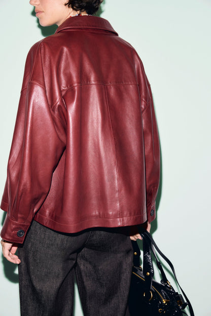 Gerard Darel | Penny Jacket - Burgundy Leather Redwine