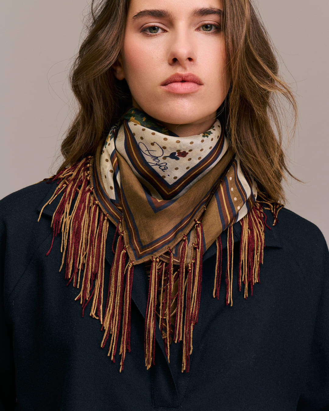 Scarf Fareo 10849 2-Navy-Ecru