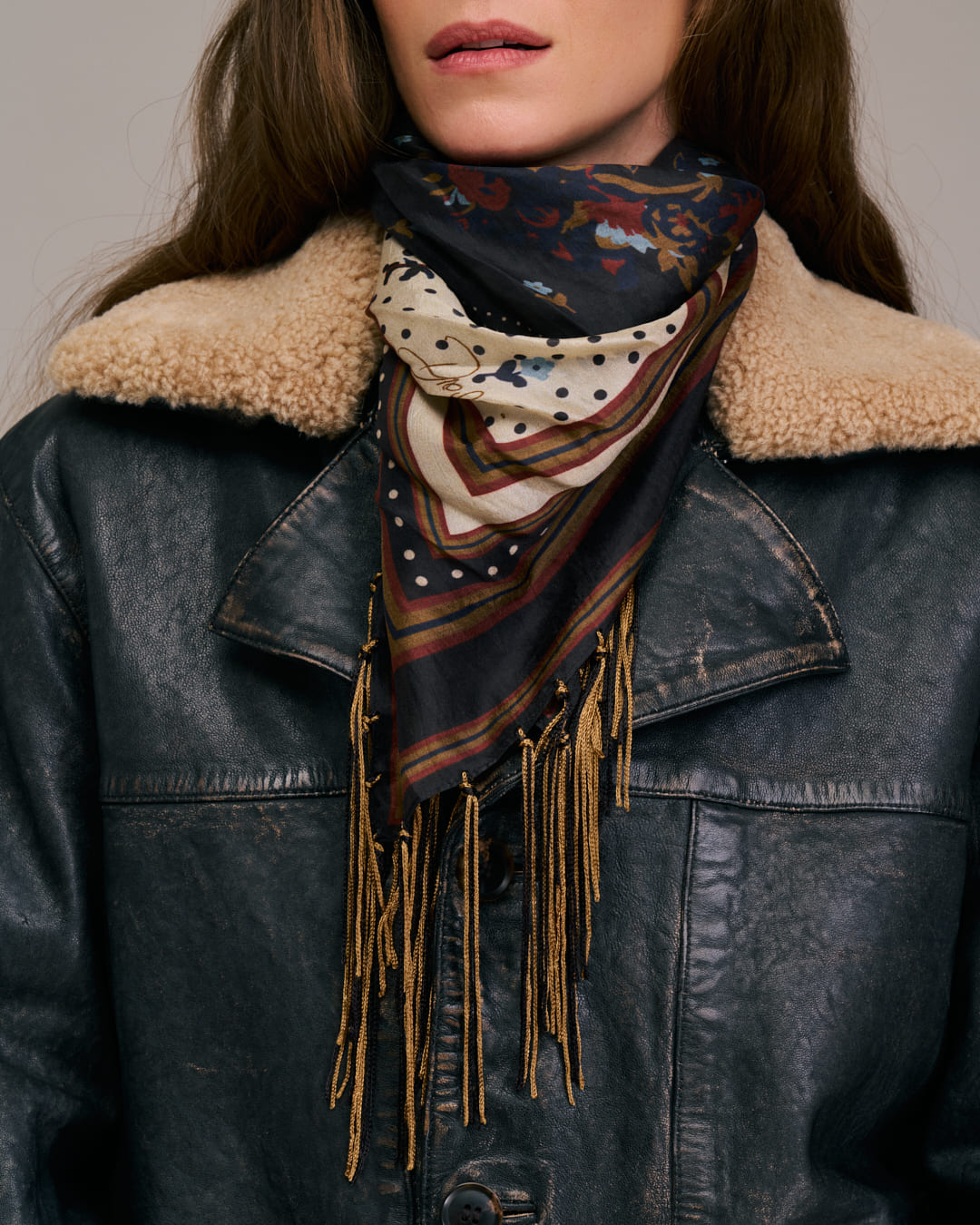 Scarf Fareo 10849 2-Navy-Ecru