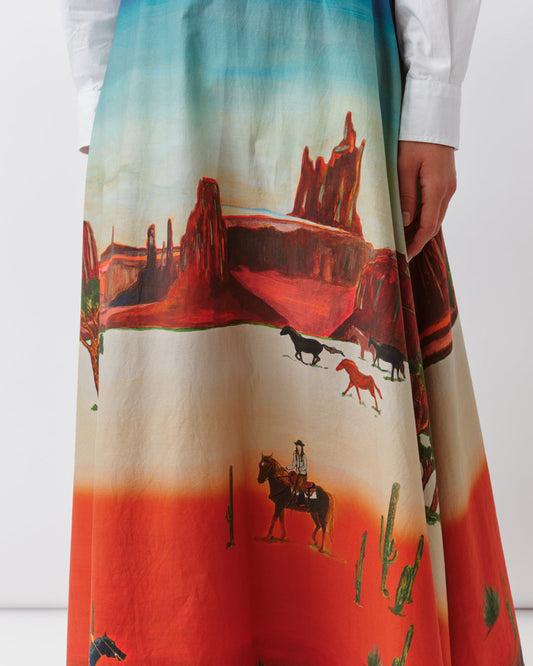Women's Skirt 100% Polyester Crepe Satin Blend - Desert Sand 1-Western-Print