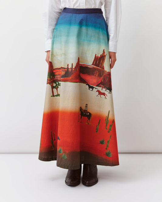 Women's Skirt 100% Polyester Crepe Satin Blend - Desert Sand 1-Western-Print