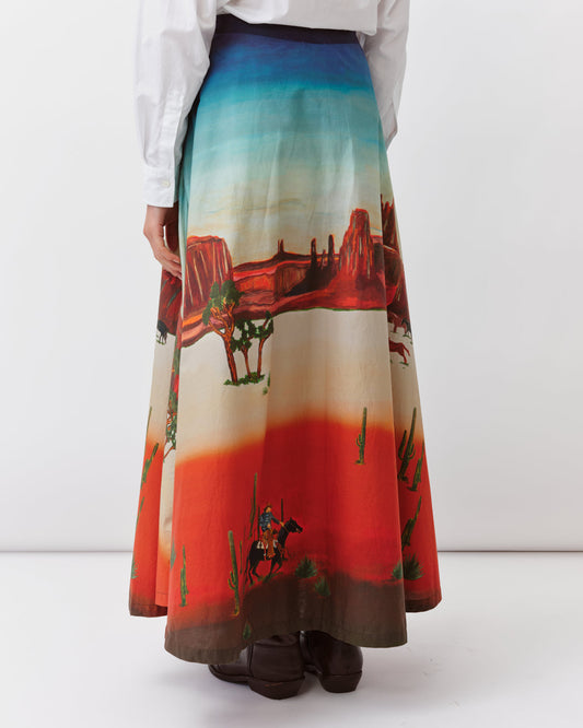 Women's Skirt 100% Polyester Crepe Satin Blend - Desert Sand 1-Western-Print