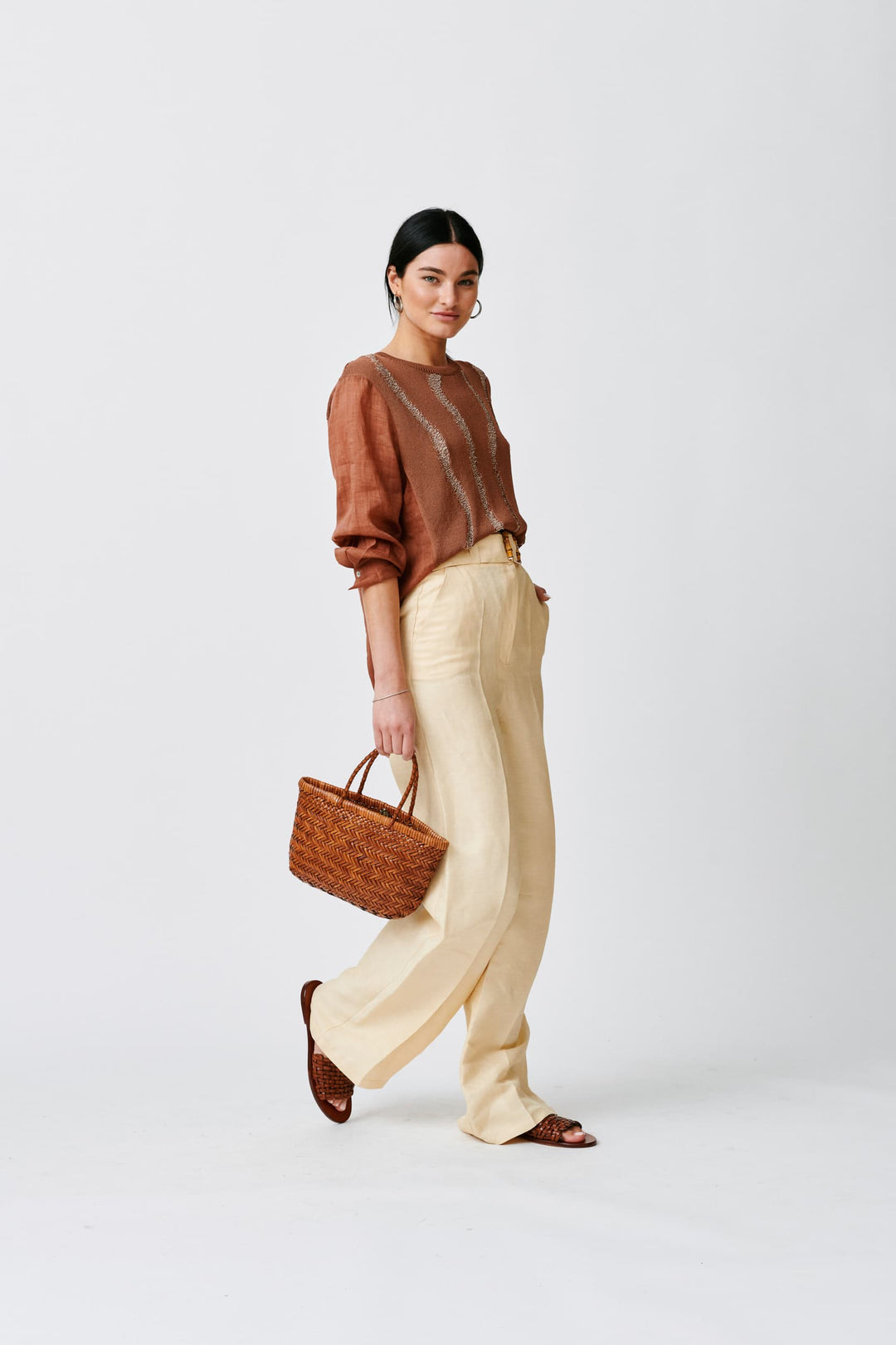 Tote Bag Mini Flat Gora Tan-Black-Edges