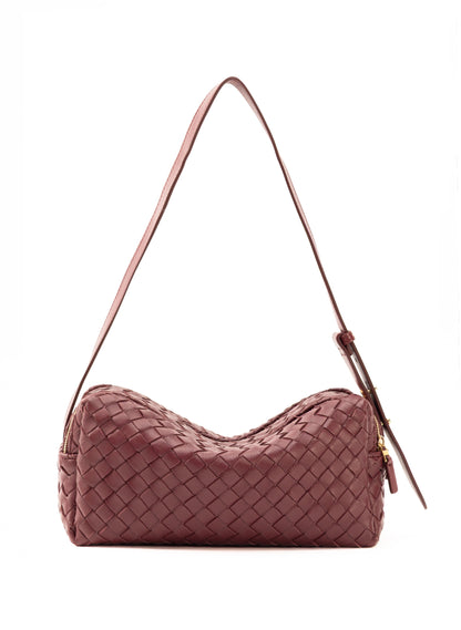 Shoulder Bag Trousse W Leathe Burgundy