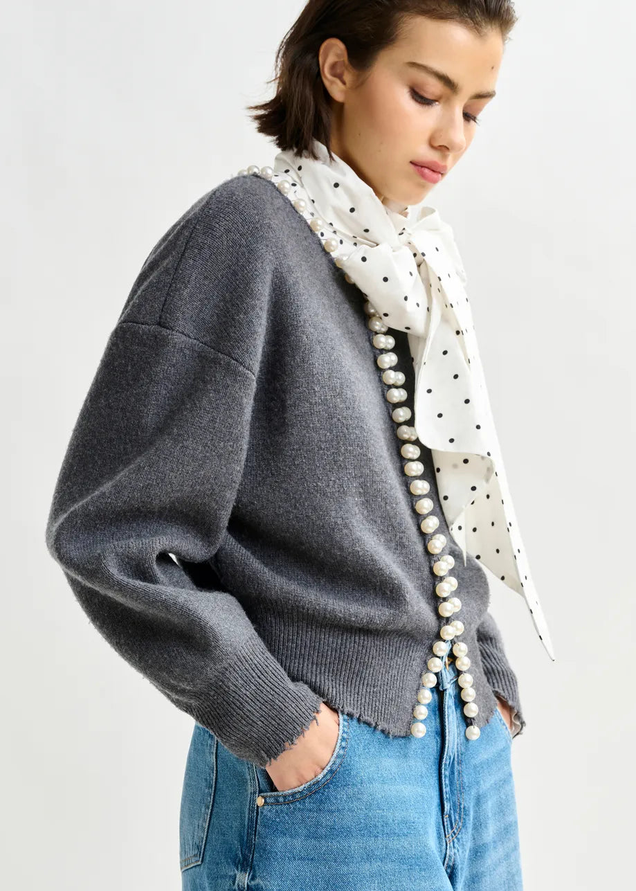 ESSENTIEL ANTWERP | Cardigan Ideas  - Pearl-Embellished Knit Shadow