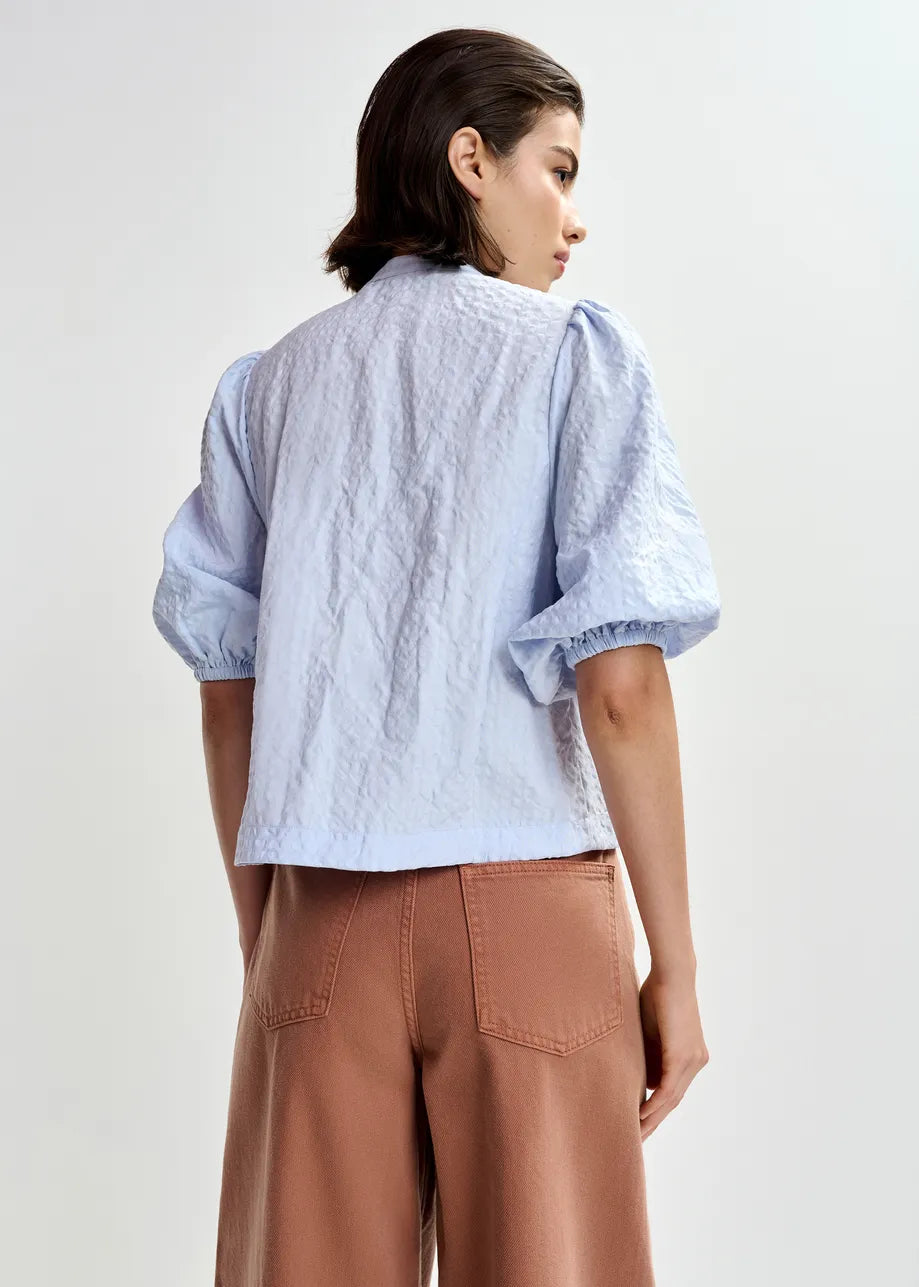 Women's Button-Down Shirt 100% Cotton Poplin - Mint Leaf Nile-Blue