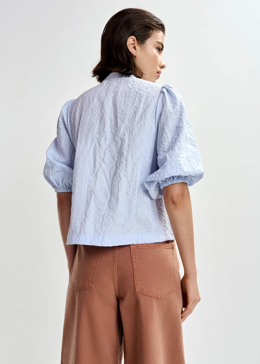 Women's Button-Down Shirt 100% Cotton Poplin - Mint Leaf Nile-Blue