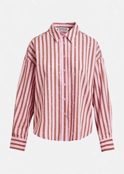 Women's Button-Down Blouse Cotton-Blend - Mint Leaf Young-Rose