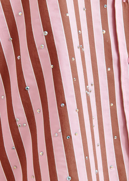 Women's Button-Down Blouse Cotton-Blend - Mint Leaf Young-Rose