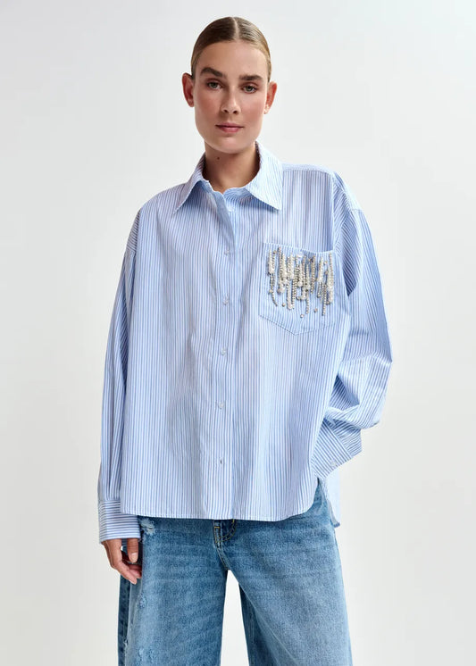 Women Button-Down Shirt 100% Cotton Poplin - Off-White