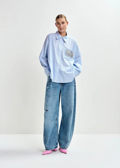 Women Button-Down Shirt 100% Cotton Poplin - Off-White