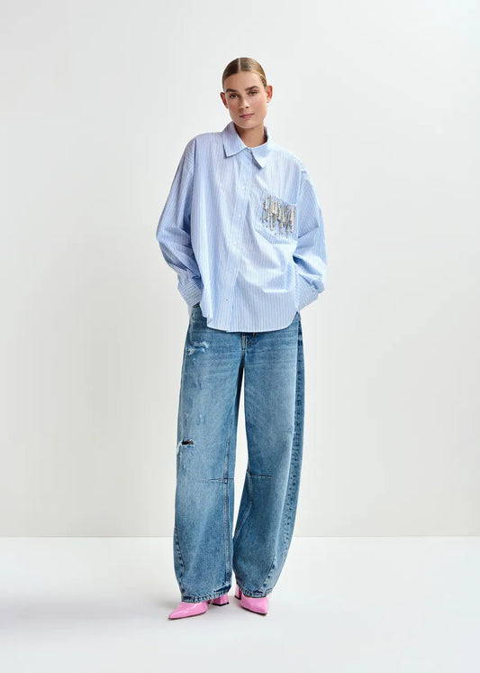 Women Button-Down Shirt 100% Cotton Poplin - Off-White