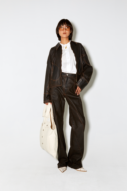 Denim Jacket Macfly Brown-Wax