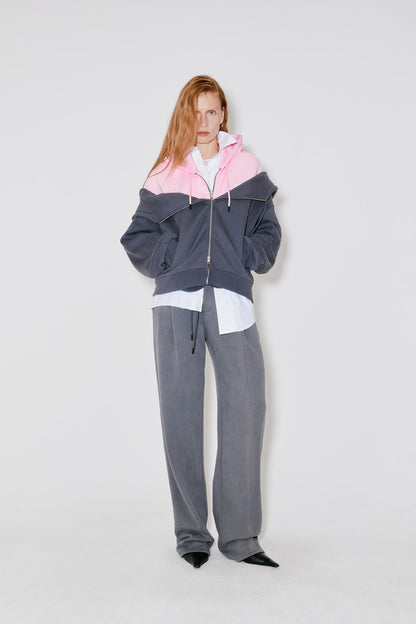 FAÇON JACMIN Women's Serena 2-in-1 Cotton Terry Jacket - Dark Grey & Light Pink Dark-Grey-Light-Pink