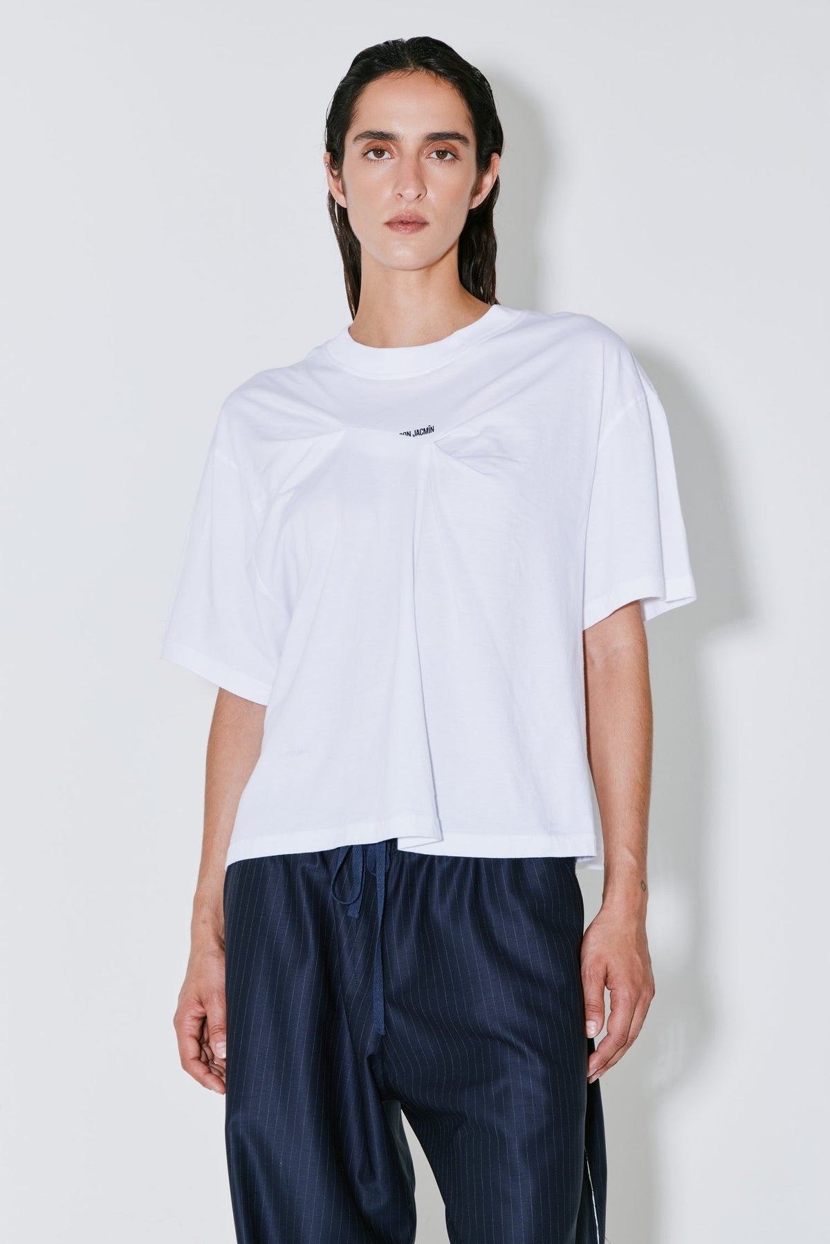 FACON JACMIN | Pleated Logo T-Shirt - White