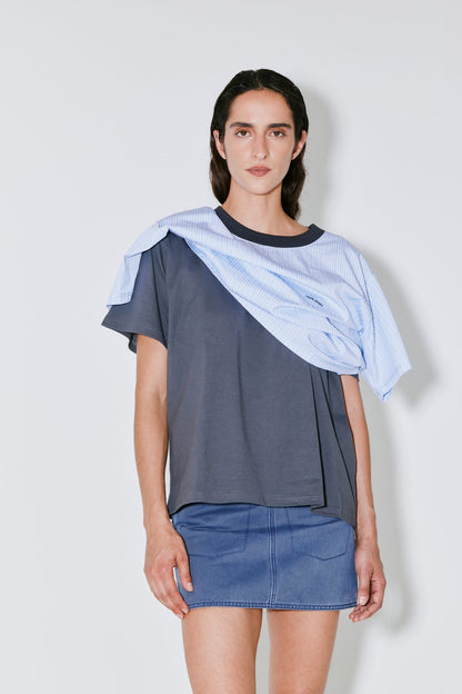 Tshirt Thoai Blue-Stripes-Grey