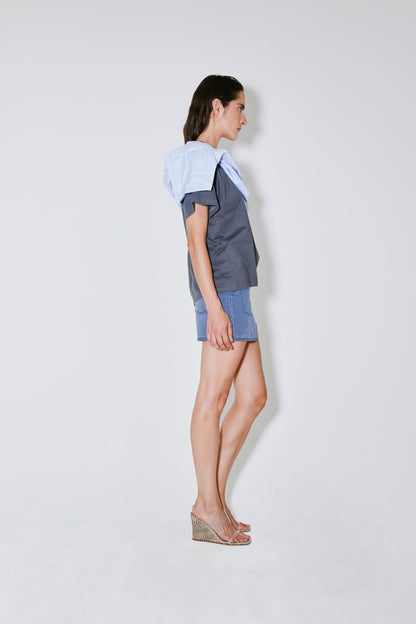 Tshirt Thoai Blue-Stripes-Grey