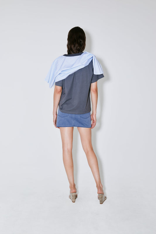 Tshirt Thoai Blue-Stripes-Grey