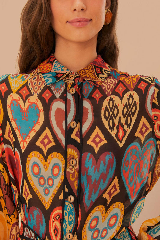 Dress 325316 Hearts-Ikat-Black