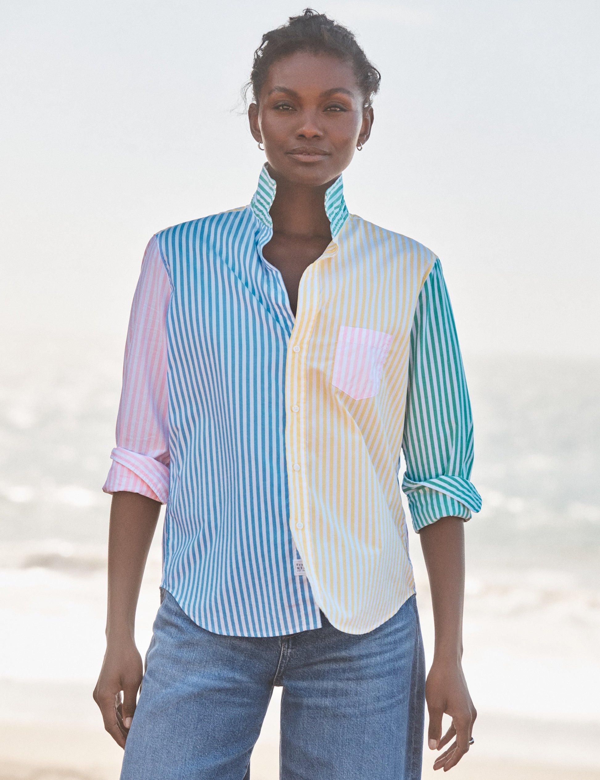 Womens Button Down Blouse 100 Cotton Poplin Mint Leaf  RUE MADAME |  BOUTIQUE PARISIENNE