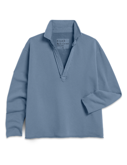 Frank & Eileen Women's Patrick Popover Henley Sweatshirt 100% Cotton Triple Fleece -  Grey Fog