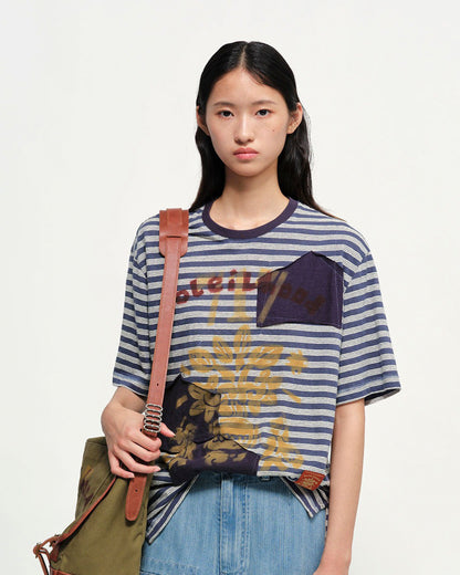 Garcon by Garcon | Striped Hemp-Blend Tee - Navy-Grey-Stripes