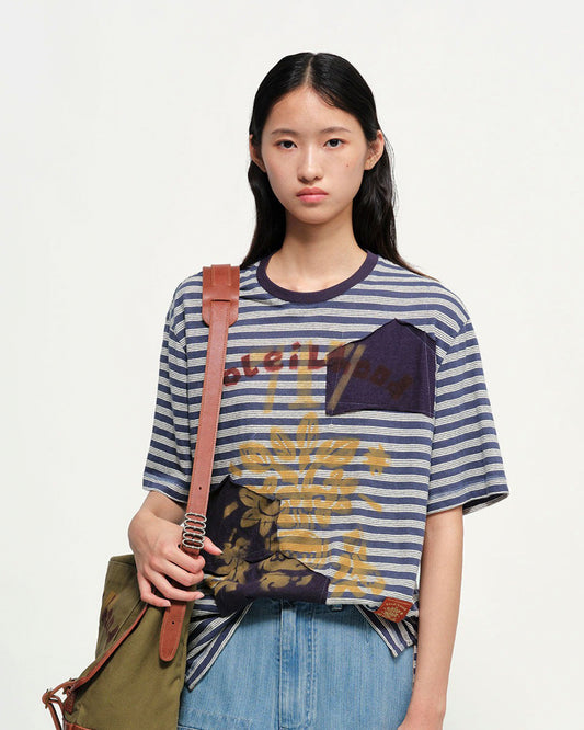 Garcon by Garcon | Striped Hemp-Blend Tee - Navy-Grey-Stripes