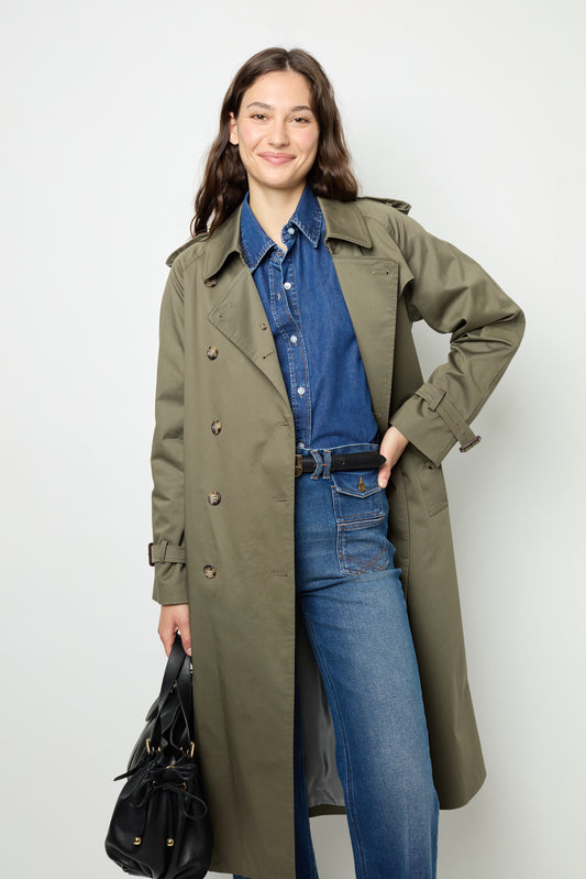 Trench Coat Dae02a301 Khaki-Green