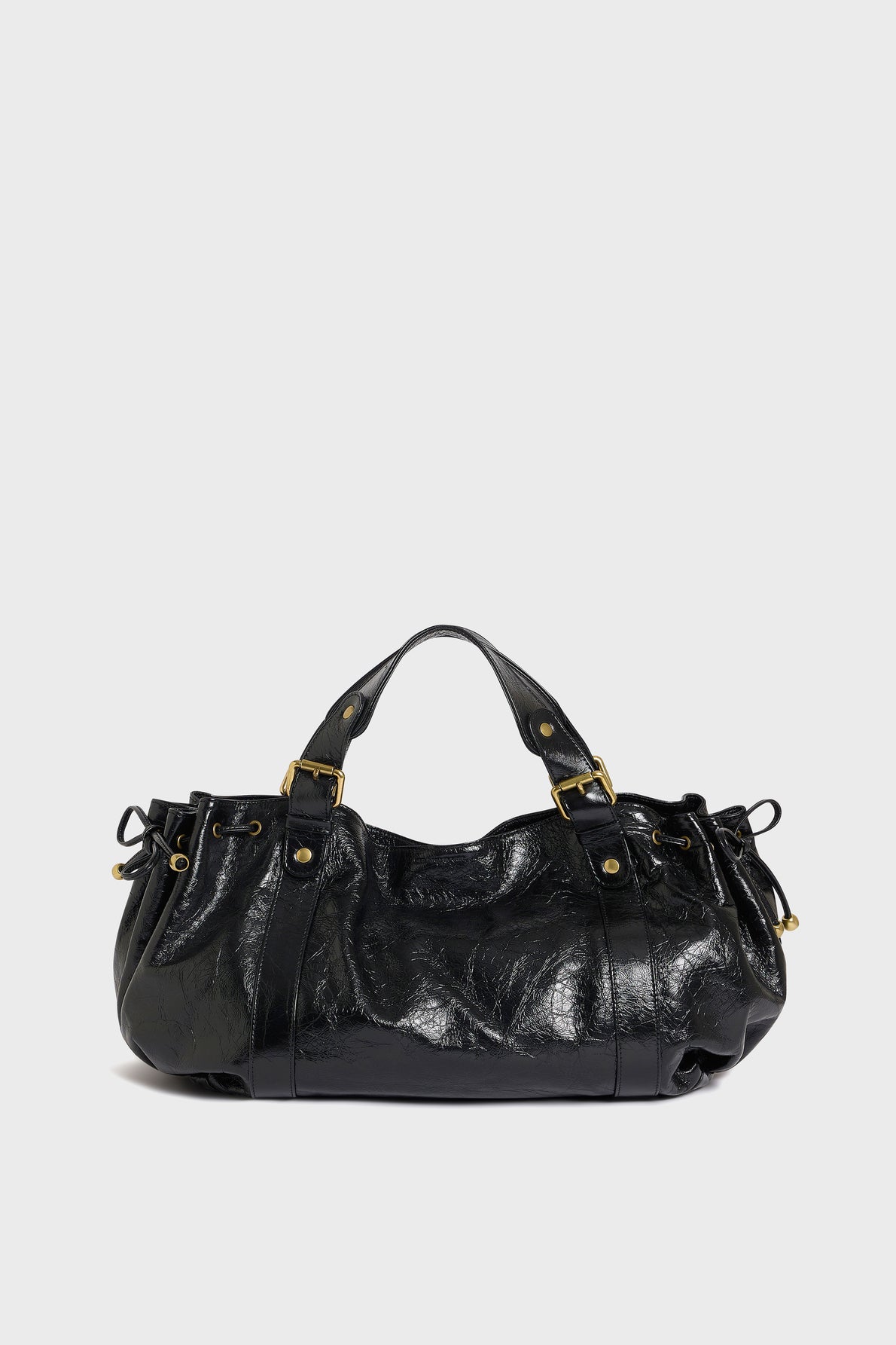 Women's Handbag Lux Genuine Crumpled Full-Grain Leather - Black