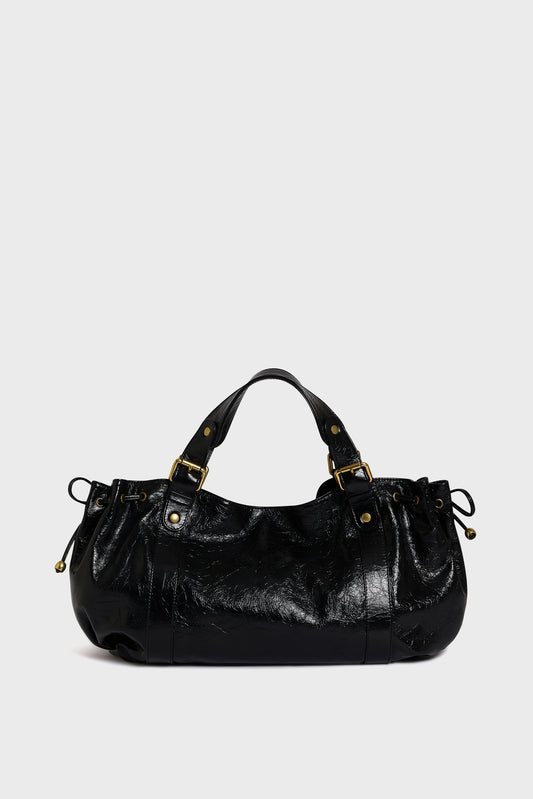 Women's Handbag Lux Genuine Crumpled Full-Grain Leather - Black